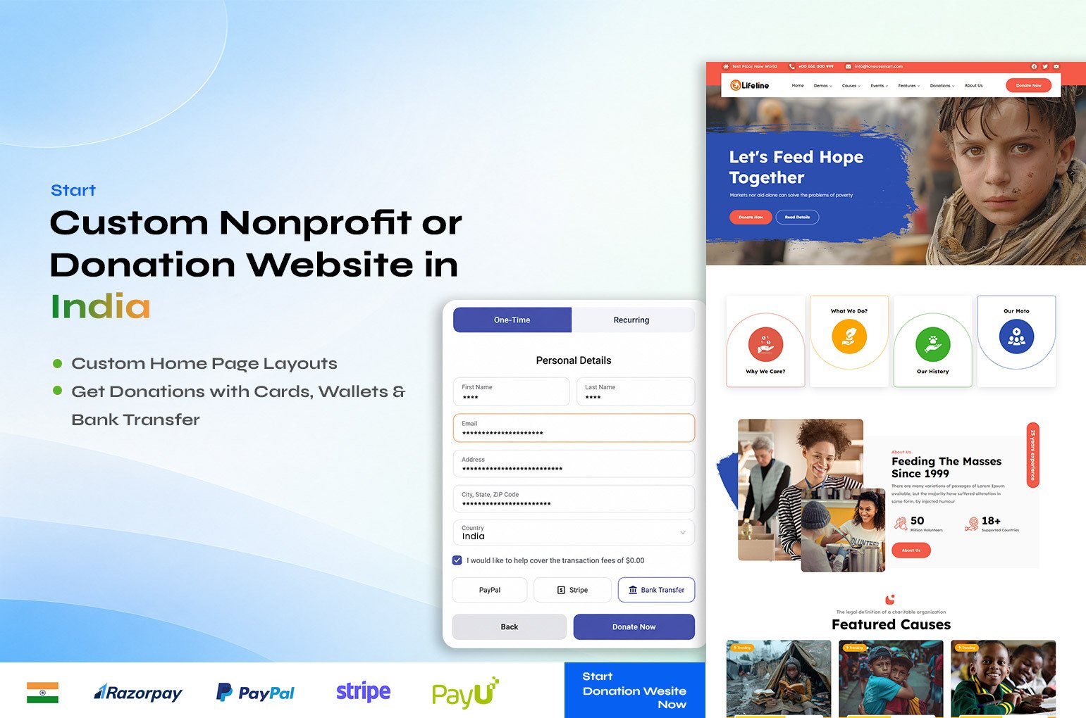 India Donation Website with Razorpay