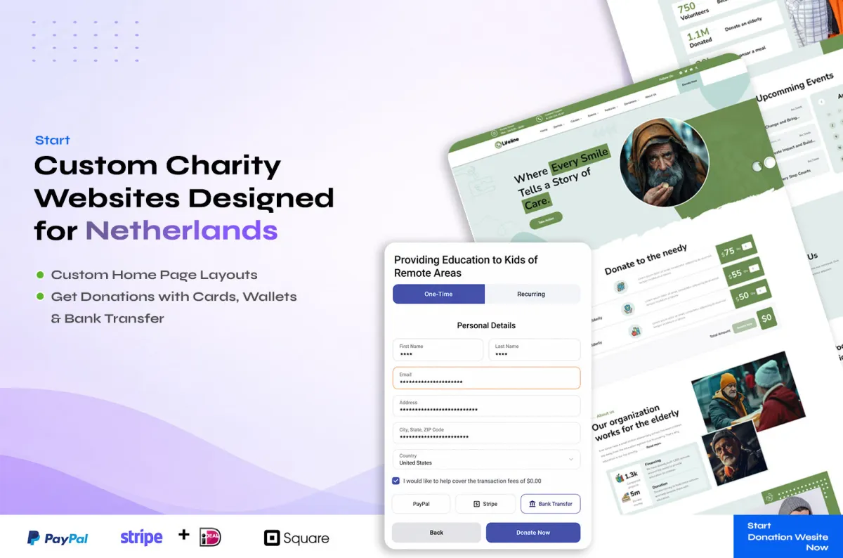 Netherlands Donation Website with iDEAL preview