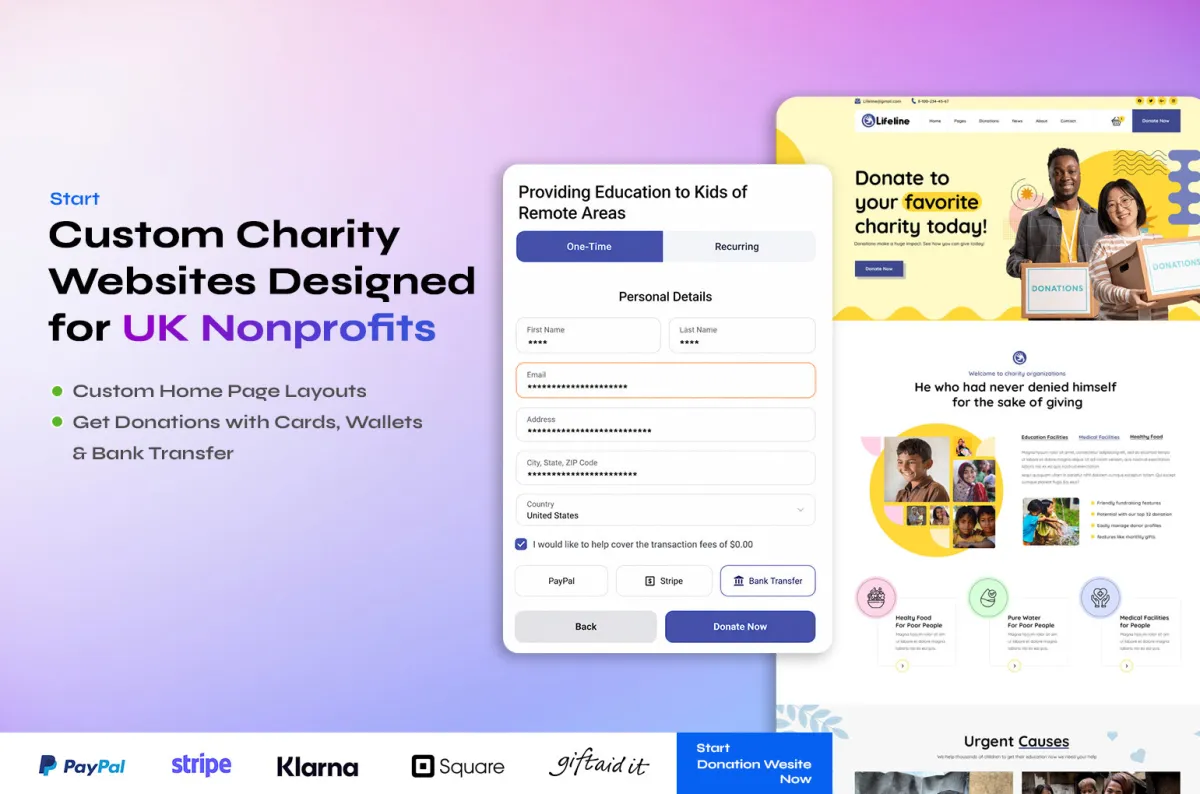 UK Charity Donation Website with Gift Aid preview