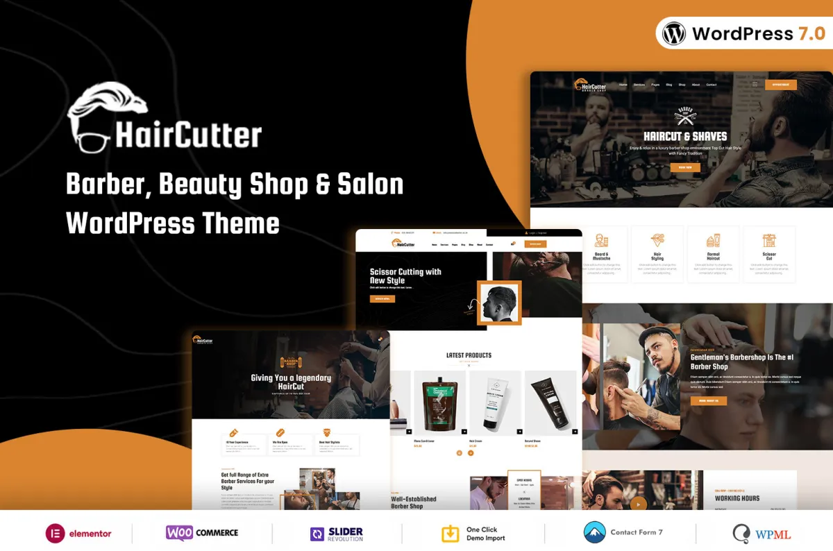 HairCutter Barber and Salon WordPress Theme preview